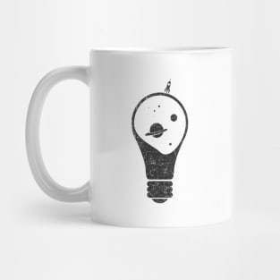 Light Bulb - Space, Stars, Planets, Saturn and little space rocket Mug